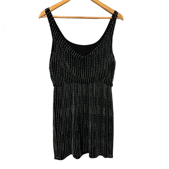 Alice + Olivia Gabby Beaded Silk Blouson Mini Tank Dress Black and Green Medium - Picture 3 of 7